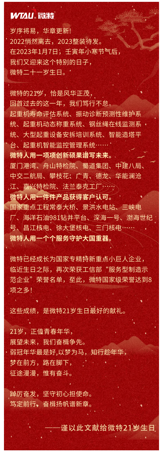篤定前行 奮楫爭先！丨祝微特21歲生日快樂！